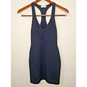 Aritzia Babaton Dress Women Sm Matte Black Sculpt Knit Racer Ribbed Bodycon NWOT